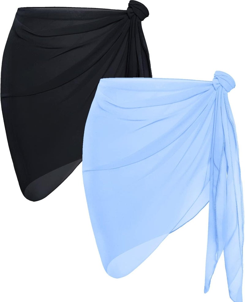 CHICGAL 2 Pieces Women Beach Sarong Bathing Suit Wrap Skirt Sheer Bikini Swimsuit Cover Ups for Swimwear - Image 1